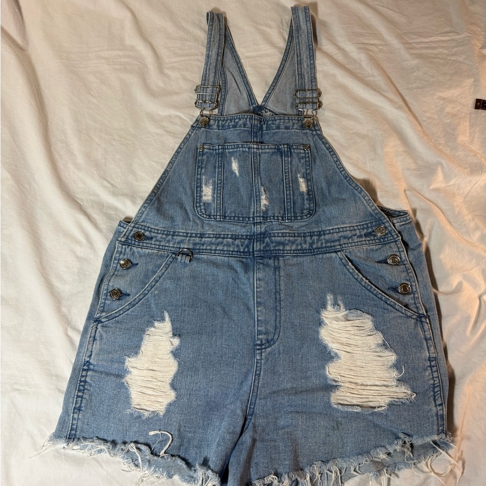 ASOS Light Blue Denim Cutoff Overalls